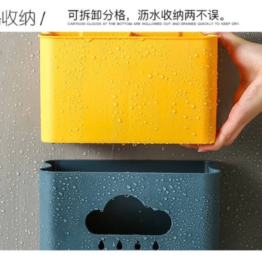 1PC Wall Mounted Cutlery Drainer Rack‎ with Drip Tray Utensils Organizer